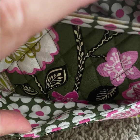 Floral Green and Pink Women's Cosmetic Bag - Picture 3 of 5
